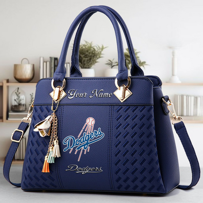 LIMITED EDITION - NEW CUSTOMIZED MLB02 LAD LOS ANGELES DODGERS ZIP HANDBAG MULTICOLOR