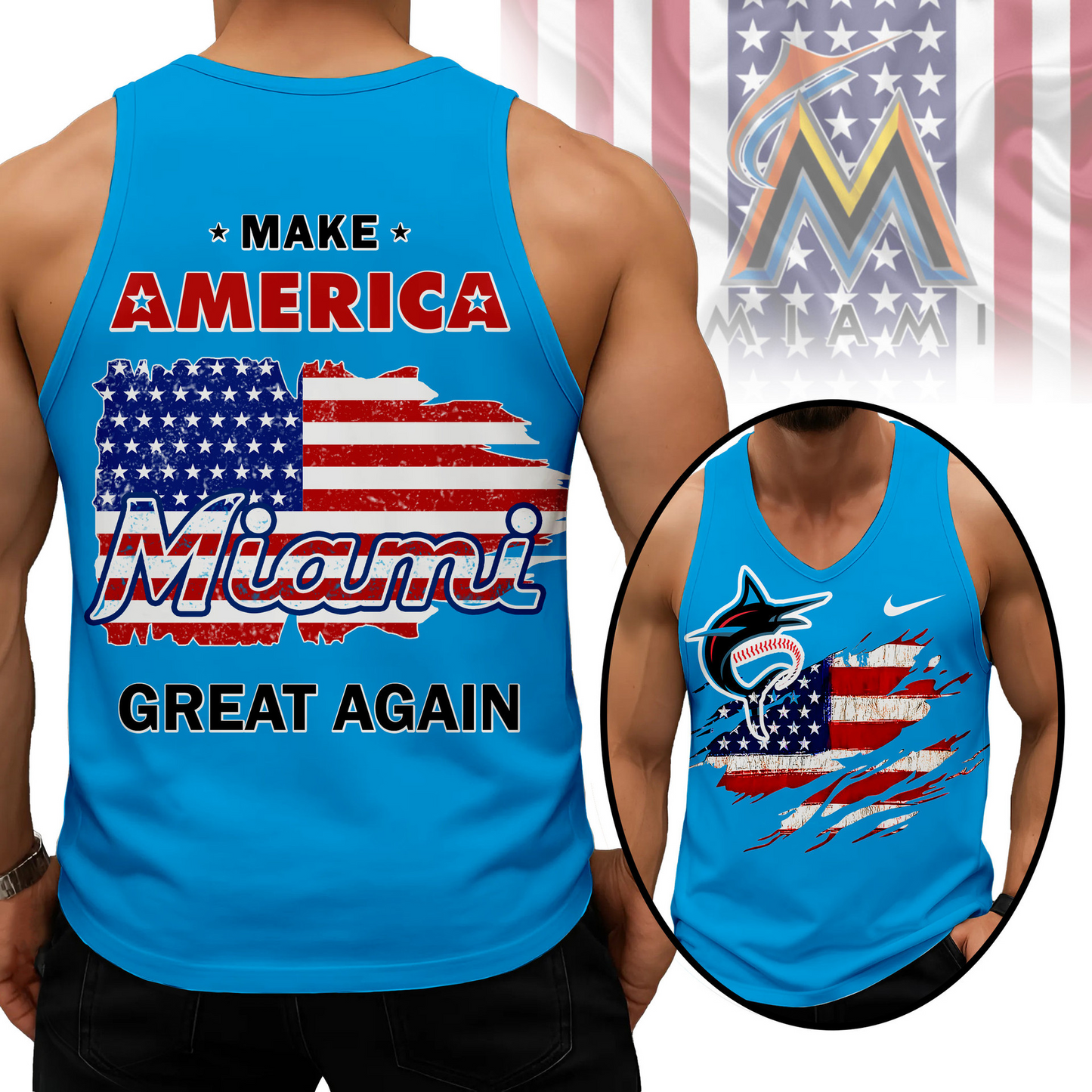 LIMITED EDITION - NEW CUSTOMIZED MLB20 MMS MIAMI MARLINS UNISEX TANK TOP