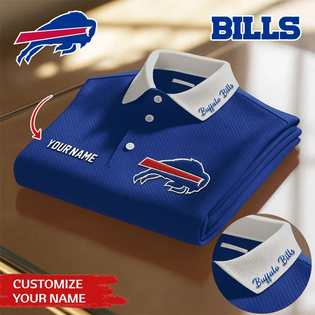 LIMITED EDITION - NEW CUSTOMIZED NFL03 BFB BUFFALO BILLS POLO SHIRT