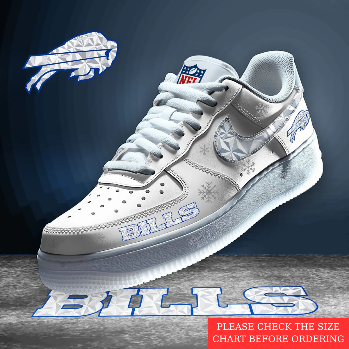 LIMITED EDITION - NEW CUSTOMIZED NFL03 BFB BUFFALO BILLS AF1 SHOES