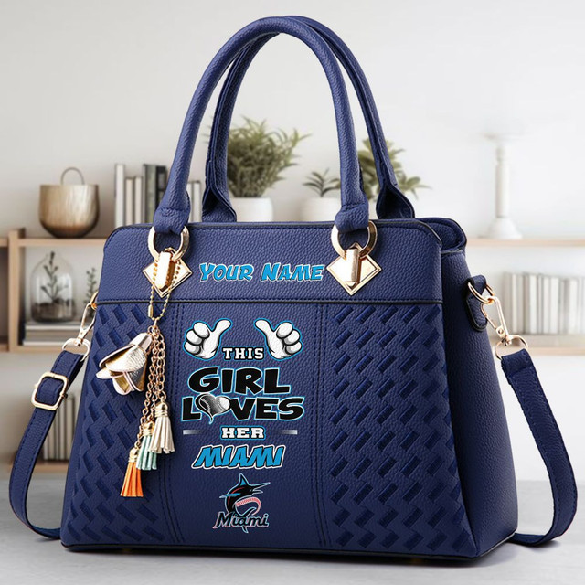 LIMITED EDITION - NEW CUSTOMIZED MLB20 MMS MIAMI MARLINS ZIP HANDBAG MULTICOLOR