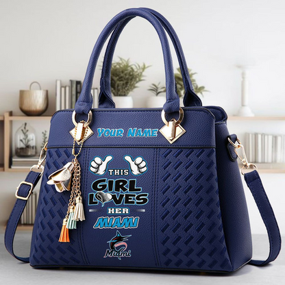 LIMITED EDITION - NEW CUSTOMIZED MLB20 MMS MIAMI MARLINS ZIP HANDBAG MULTICOLOR
