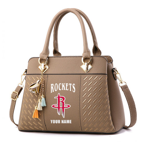 LIMITED EDITION - NEW CUSTOMIZED NBA07 HRO HOUSTON ROCKETS ZIP HANDBAG MULTICOLOR