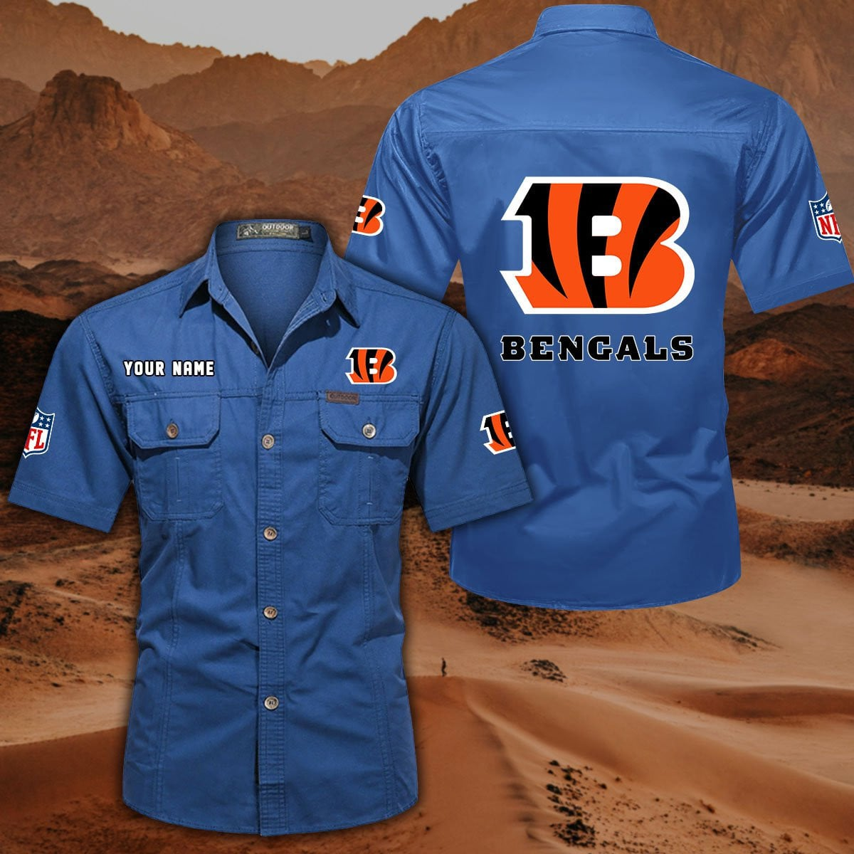 SPECIAL EDITION - NEW CUSTOMIZED NFL16 CCB CINCINNATI BENGALS MUTICOLOR MEN'S CARGO SHIRT