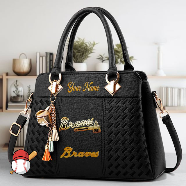 LIMITED EDITION - NEW CUSTOMIZED MLB09 ABS ATLANTA BRAVES ZIP HANDBAG MULTICOLOR