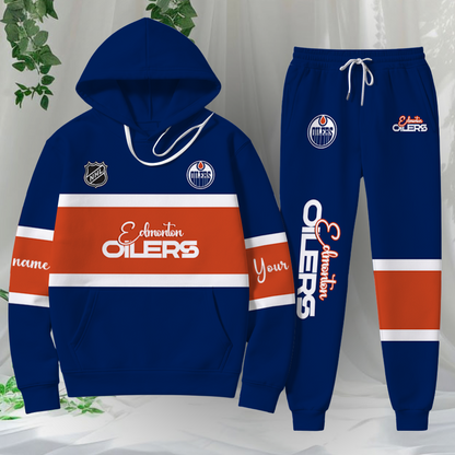 LIMITED EDITION - NEW CUSTOMIZED NHL03 EMO EDMONTON OILERS HOODIE & SWEATPANTS SET