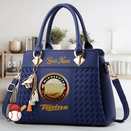 LIMITED EDITION - NEW CUSTOMIZED MLB22 MTS MINNESOTA TWINS ZIP HANDBAG MULTICOLOR