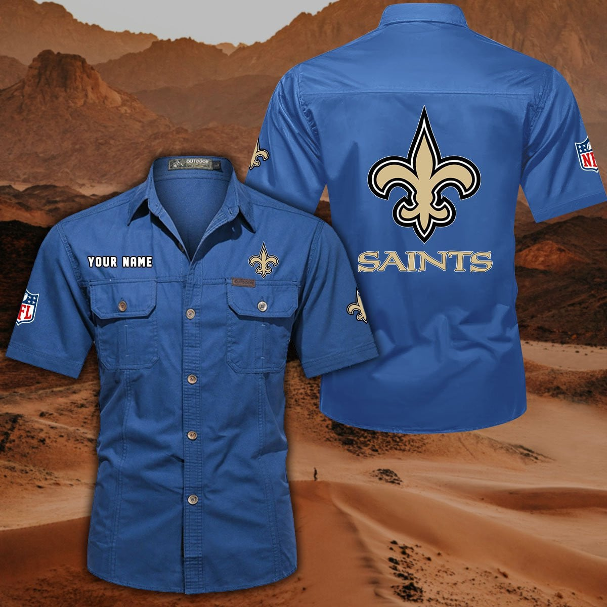 SPECIAL EDITION - NEW CUSTOMIZED NFL24 NOS NEW ORLEANS SAINTS MUTICOLOR MEN'S CARGO SHIRT