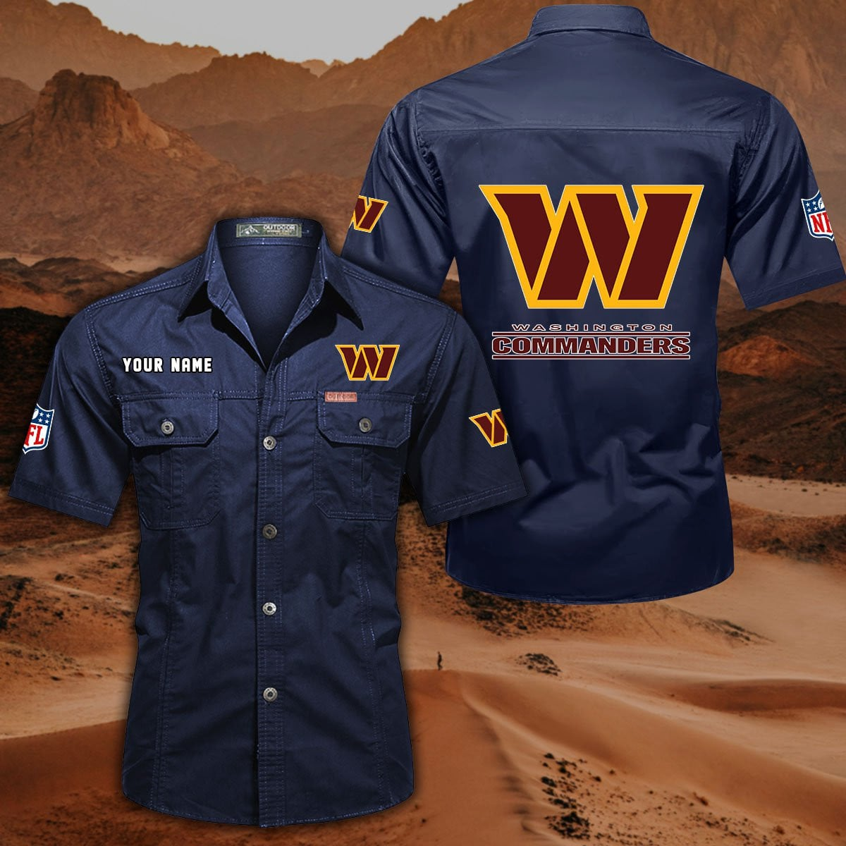 SPECIAL EDITION - NEW CUSTOMIZED NFL12 WTC WASHINGTON COMMANDERS MUTICOLOR MEN'S CARGO SHIRT