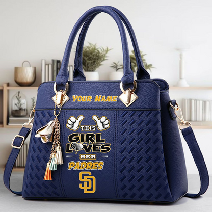 LIMITED EDITION - NEW CUSTOMIZED MLB18 SDP SAN DIEGO PADRES ZIP HANDBAG MULTICOLOR