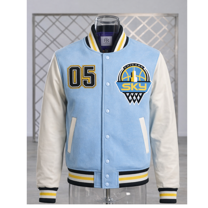LIMITED EDITION - NEW CUSTOMIZED WNBA02 CCS CH SKY BASEBALL JACKET, SATIN VARSITY JACKET 03