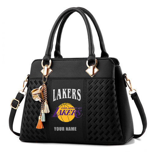 LIMITED EDITION - NEW CUSTOMIZED NBA09 LLA LOS ANGELES LAKERS ZIP HANDBAG MULTICOLOR