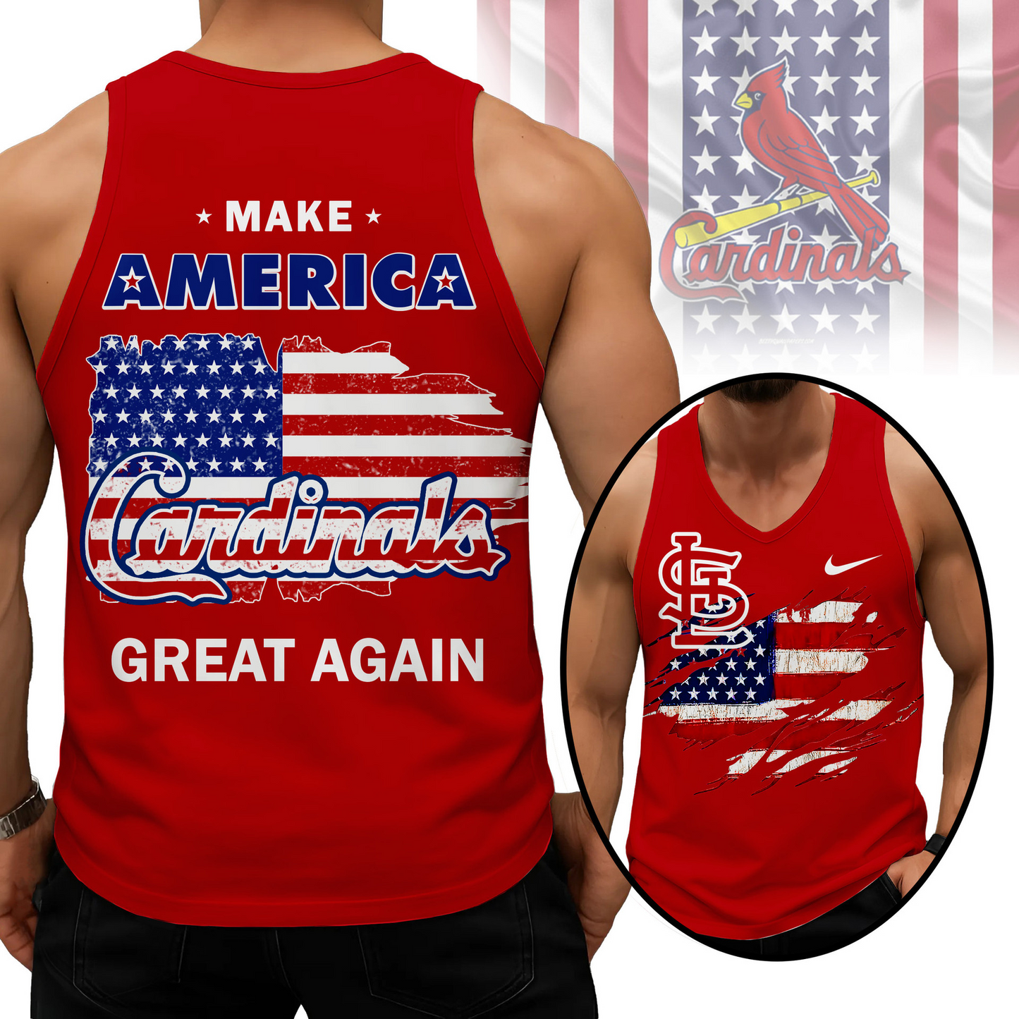 LIMITED EDITION - NEW CUSTOMIZED MLB24 SLC ST. LOUIS CARDINALS UNISEX TANK TOP
