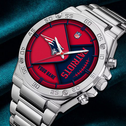 LIMITED EDITION - NEW CUSTOMIZED NFL27 NEP NEW ENGLAND PATRIOTS LUXURY STAINLESS STEEL WATCH