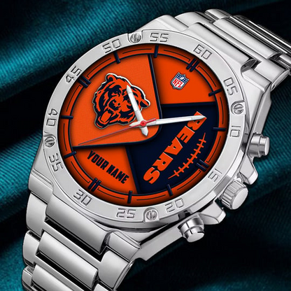 LIMITED EDITION - NEW CUSTOMIZED NFL26 CCB CHICAGO BEARS LUXURY STAINLESS STEEL WATCH