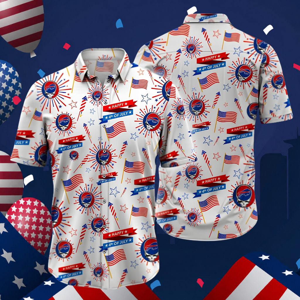 LIMITED EDITION - NEW CUSTOMIZED NFL03 BFB BUFFALO BILLS PATRIOTIC 250 USA HAWAIIAN SHIRT