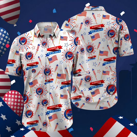 LIMITED EDITION - NEW CUSTOMIZED NFL03 BFB BUFFALO BILLS PATRIOTIC 250 USA HAWAIIAN SHIRT