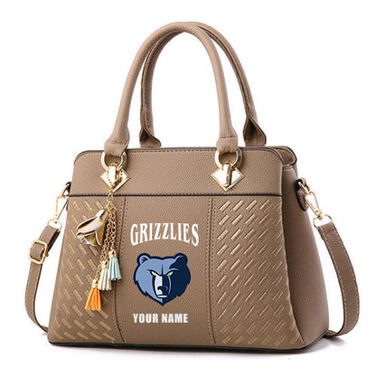 LIMITED EDITION - NEW CUSTOMIZED NBA13 MGR MEMPHIS GRIZZLIES ZIP HANDBAG MULTICOLOR