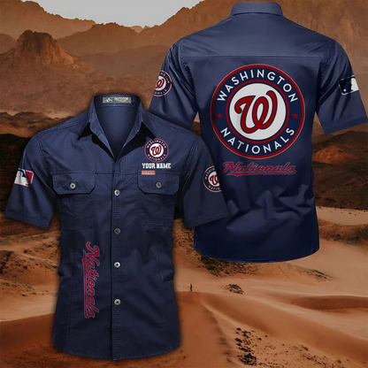 LIMITED EDITION - NEW CUSTOMIZED MLB28 WNS WASHINGTON NATIONALS MEN'S CARGO SHIRT