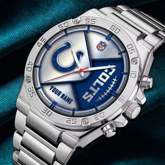 LIMITED EDITION - NEW CUSTOMIZED NFL17 IDC INDIANAPOLIS COLTS LUXURY STAINLESS STEEL WATCH