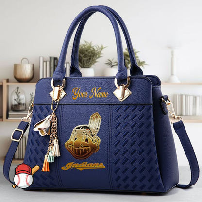 LIMITED EDITION - NEW CUSTOMIZED MLB13 CGS CLEVELAND GUARDIANS ZIP HANDBAG MULTICOLOR