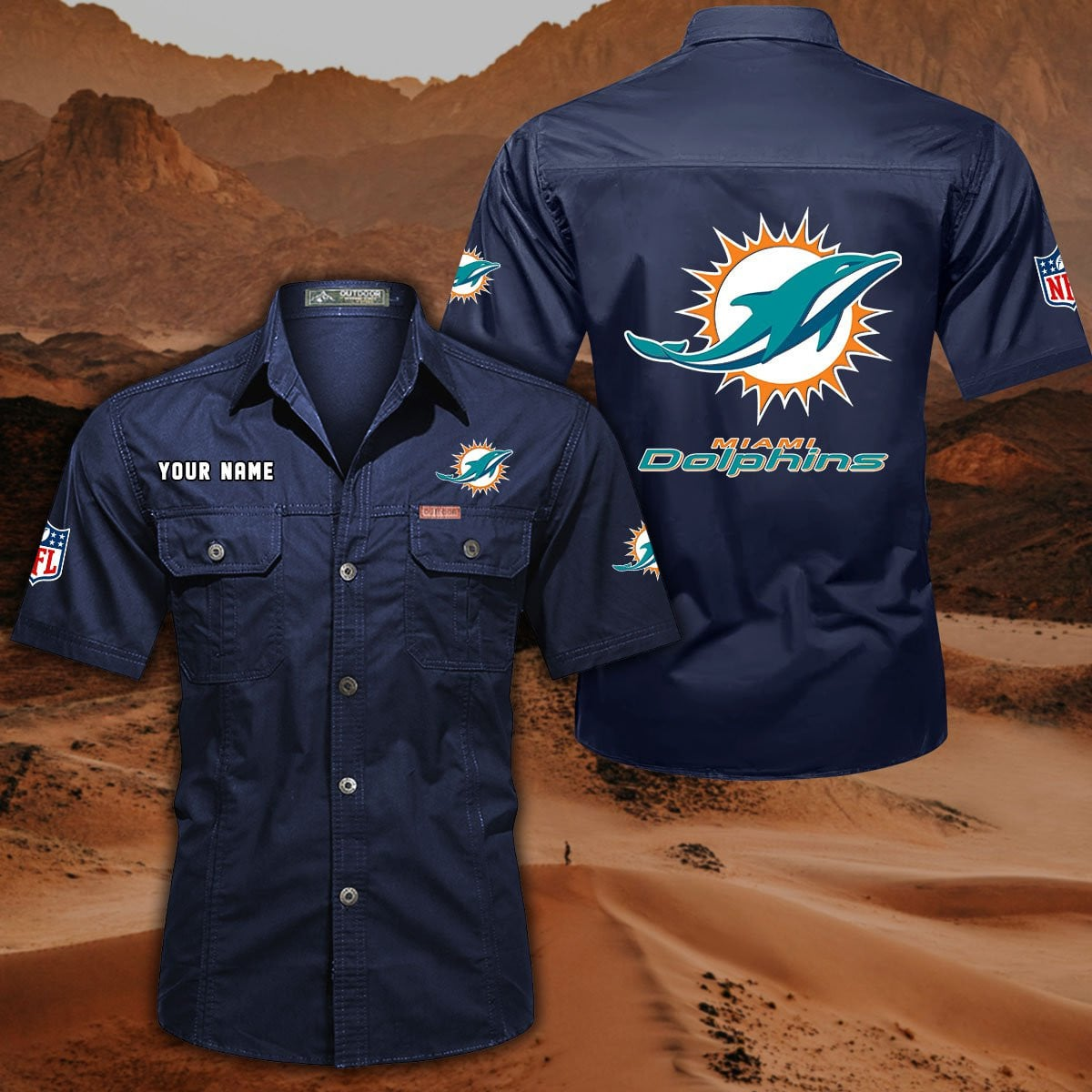 SPECIAL EDITION - NEW CUSTOMIZED NFL19 MDP MIAMI DOLPHINS MUTICOLOR MEN'S CARGO SHIRT