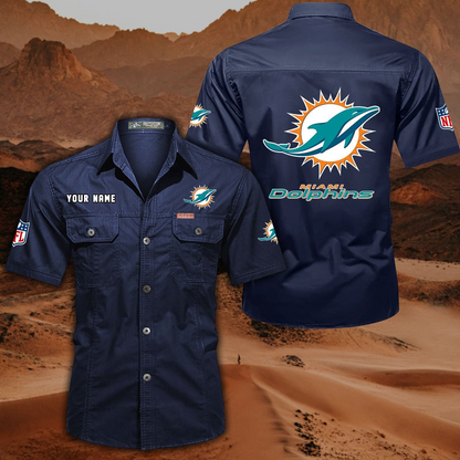 SPECIAL EDITION - NEW CUSTOMIZED NFL19 MDP MIAMI DOLPHINS MUTICOLOR MEN'S CARGO SHIRT