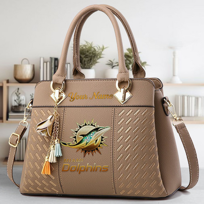 LIMITED EDITION - NEW CUSTOMIZED NFL19 MDP MIAMI DOLPHINS LUXURY HANDBAG IN MULTIPLE COLORS