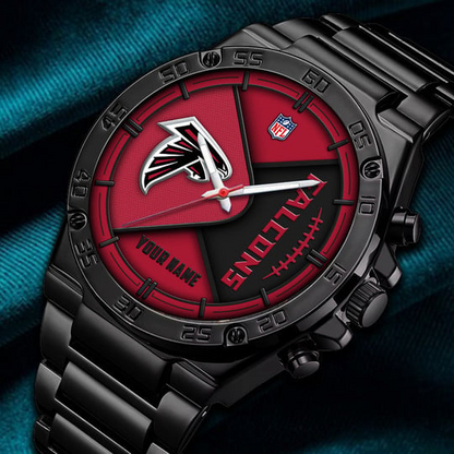 LIMITED EDITION - NEW CUSTOMIZED NFL18 ATF ATLANTA FALCONS LUXURY STAINLESS STEEL WATCH