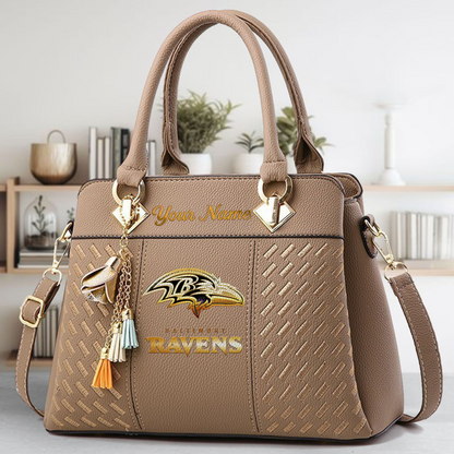 LIMITED EDITION - NEW CUSTOMIZED NFL28 BTR BALTIMORE RAVENS LUXURY HANDBAG IN MULTIPLE COLORS