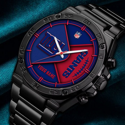 LIMITED EDITION - NEW CUSTOMIZED NFL32 NYG NEW YORK GIANTS LUXURY STAINLESS STEEL WATCH