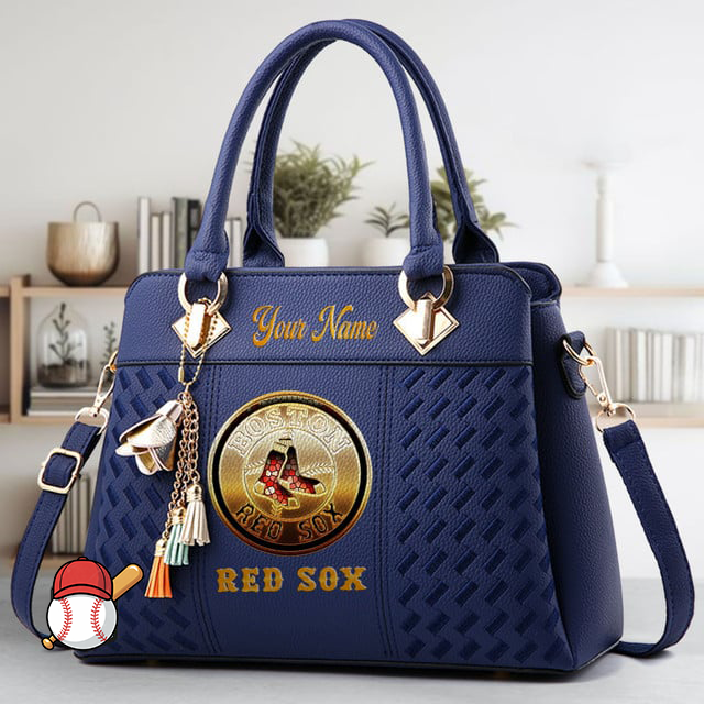 LIMITED EDITION - NEW CUSTOMIZED MLB03 BRS BOSTON RED SOX ZIP HANDBAG MULTICOLOR