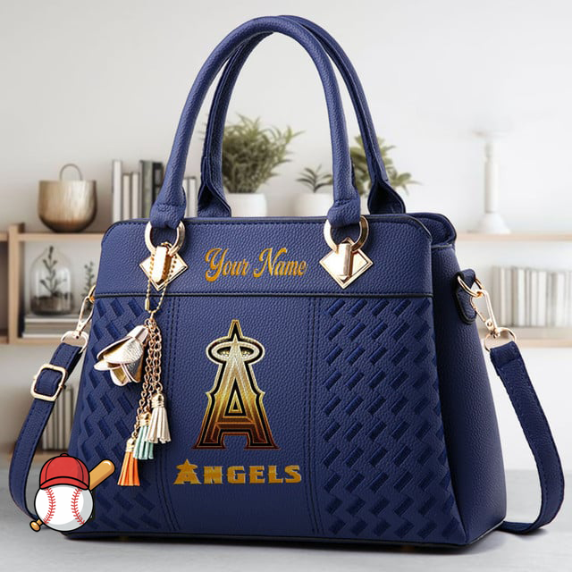 LIMITED EDITION - NEW CUSTOMIZED MLB27 LAA LOS ANGELES ANGELS ZIP HANDBAG MULTICOLOR