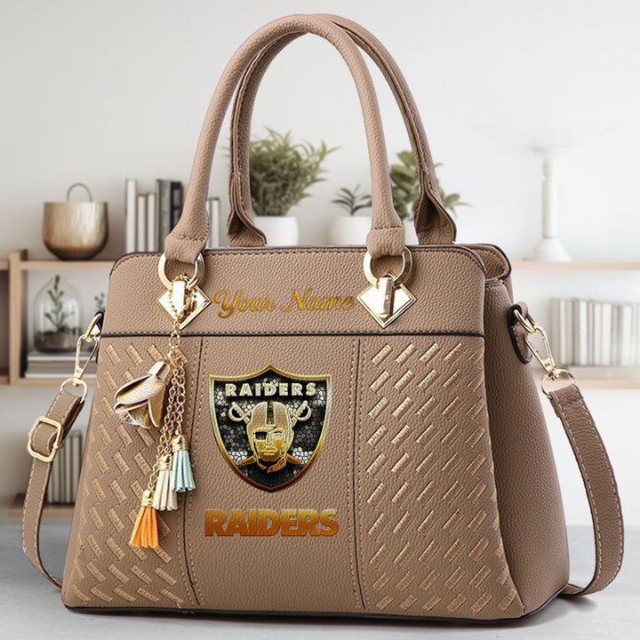 LIMITED EDITION - NEW CUSTOMIZED NFL07 LVR LAS VEGAS RAIDERS LUXURY HANDBAG IN MULTIPLE COLORS
