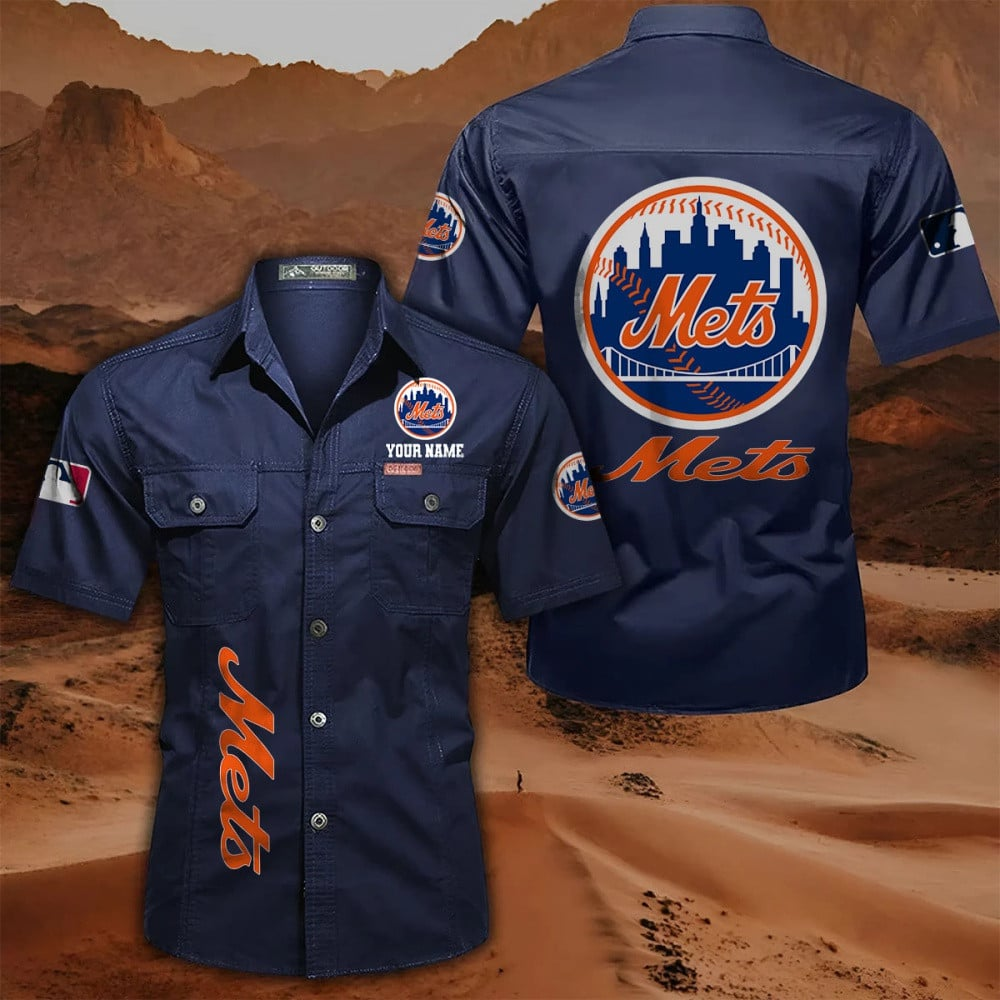 LIMITED EDITION - NEW CUSTOMIZED MLB17 NYM NEW YORK METS MEN'S CARGO SHIRT