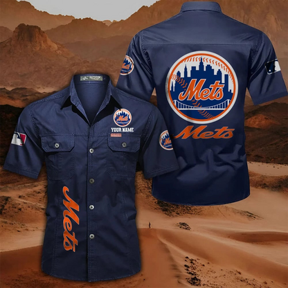LIMITED EDITION - NEW CUSTOMIZED MLB17 NYM NEW YORK METS MEN'S CARGO SHIRT