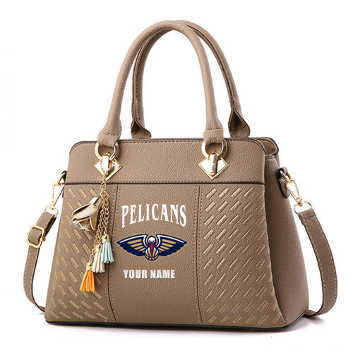 LIMITED EDITION - NEW CUSTOMIZED NBA30 NOP NEW ORLEANS PELICANS ZIP HANDBAG MULTICOLOR