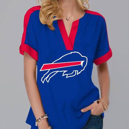 LIMITED EDITION - NEW CUSTOMIZED NFL03 BFB BUFFALO BILLS V-NECK FEMALE SHIRT