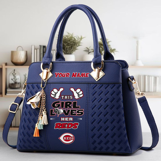 LIMITED EDITION - NEW CUSTOMIZED MLB05 CRS CINCINNATI REDS ZIP HANDBAG MULTICOLOR