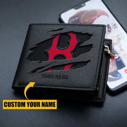 LIMITED EDITION - NEW CUSTOMIZED MLB03 BRS BOSTON RED SOX LEATHER WALLET