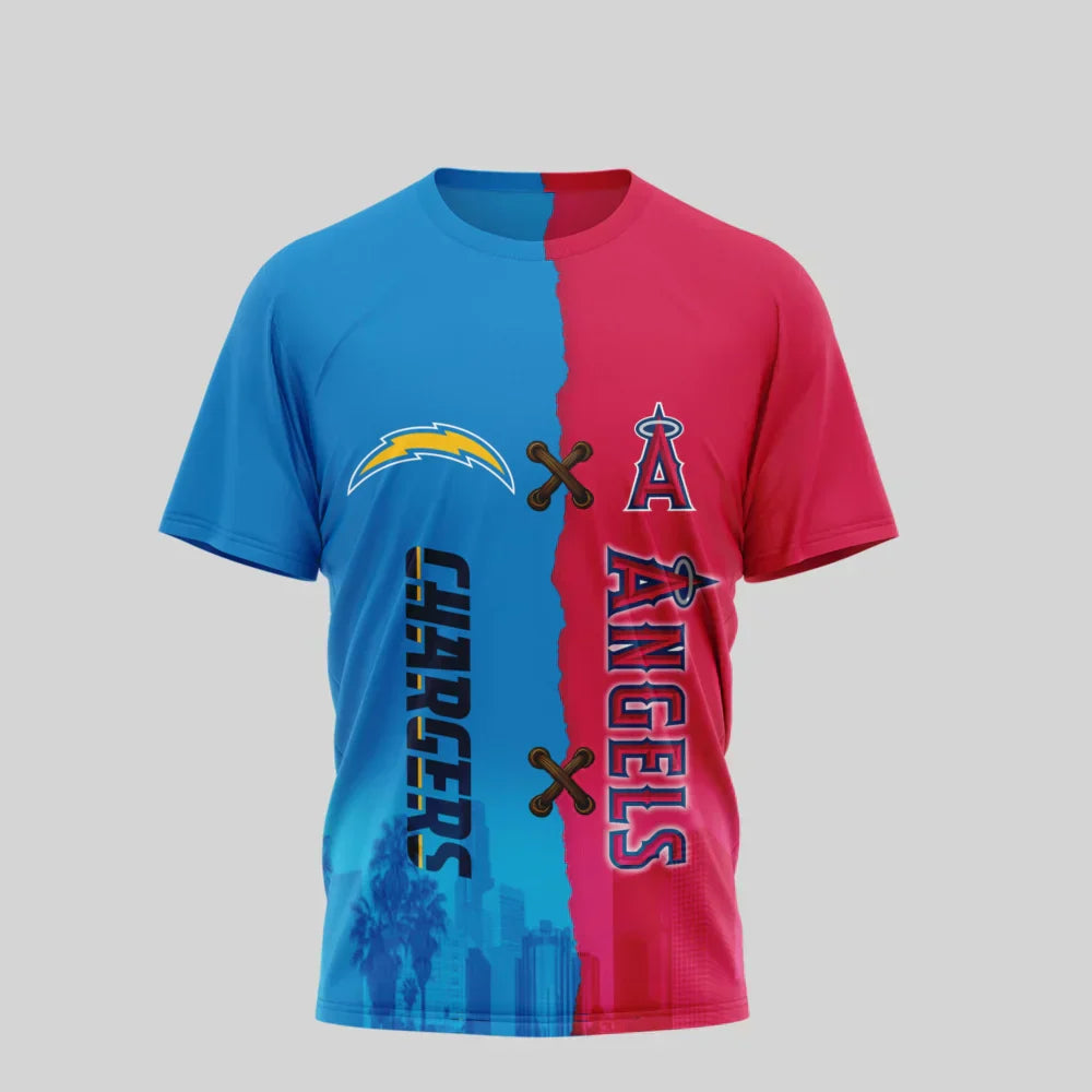 LIMITED EDITION - NEW CUSTOMIZED NFL09 LAC LOS ANGELES CHARGERS x MLB27 LAA LOS ANGELES ANGELS UNISEX T-SHIRT, POLO, HOODIE & JACKETS