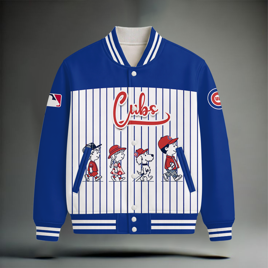 LIMITED EDITION - NEW CUSTOMIZED MLB04 CCS CHICAGO CUBS SNOOPY STYLE SATIN VARSITY & BASEBALL JACKET