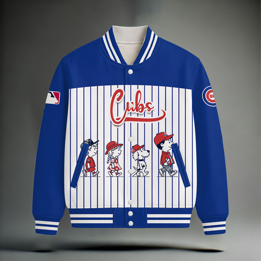 LIMITED EDITION - NEW CUSTOMIZED MLB04 CCS CHICAGO CUBS SNOOPY STYLE SATIN VARSITY & BASEBALL JACKET