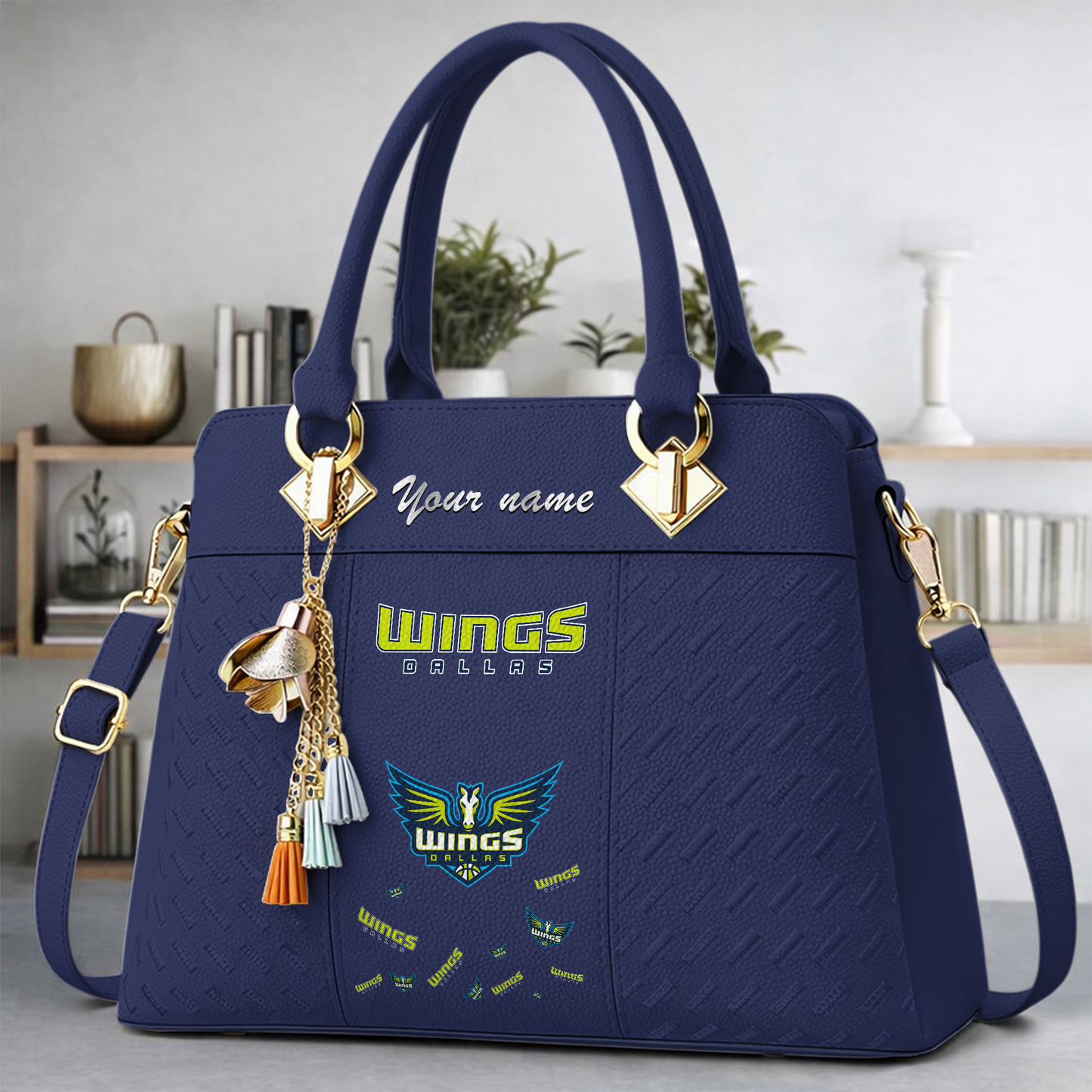 [FAN FAVORITE] NEW CUSTOMIZED WNBA04 DLW DALLAS WINGS MULTICOLOR HANDBAG