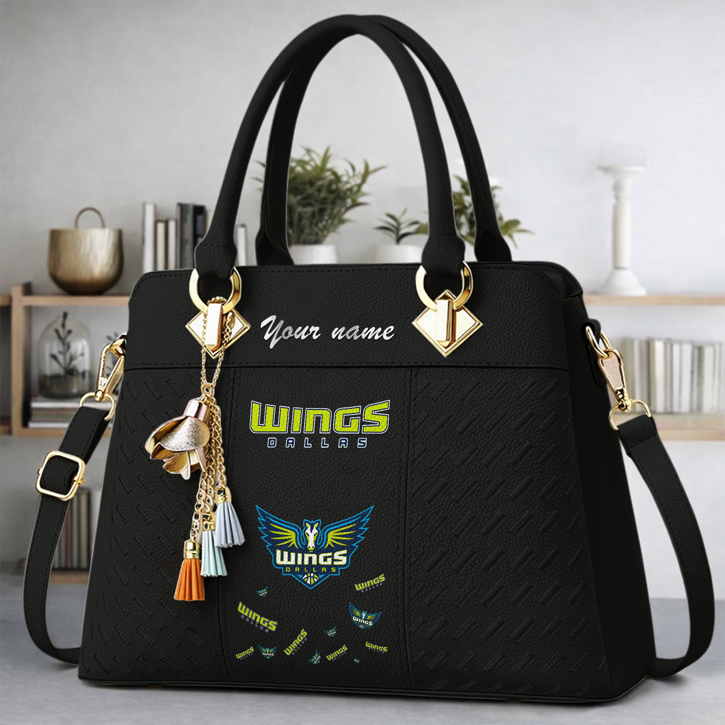 [FAN FAVORITE] NEW CUSTOMIZED WNBA04 DLW DALLAS WINGS MULTICOLOR HANDBAG