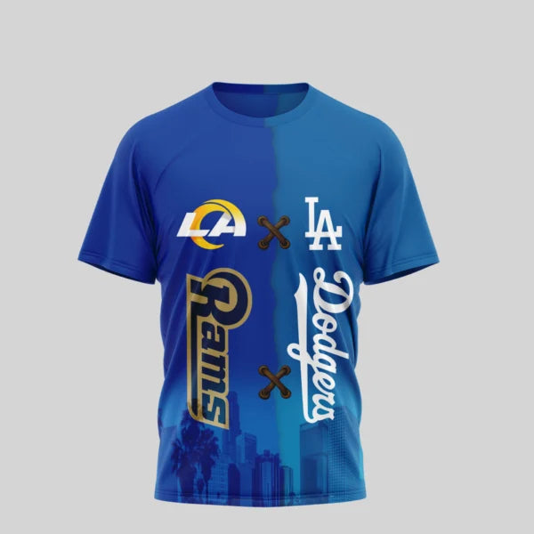 LIMITED EDITION - NEW CUSTOMIZED NFL22 LAR LOS ANGELES RAMS x MLB02 LAD LOS ANGELES DODGERS UNISEX T-SHIRT, POLO, HOODIE & JACKETS