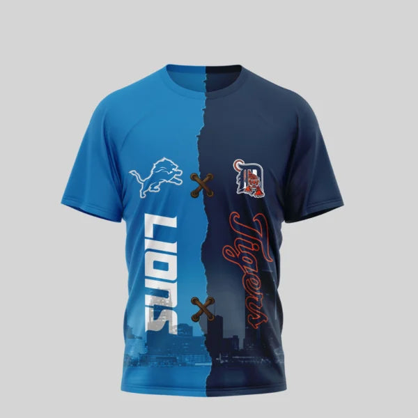 LIMITED EDITION - NEW CUSTOMIZED NFL04 DTL DETROIT LIONS x MLB16 DTS DETROIT TIGERS UNISEX T-SHIRT, POLO, HOODIE & JACKETS
