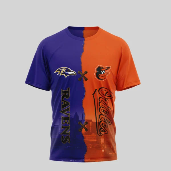 LIMITED EDITION - NEW CUSTOMIZED NFL28 BTR BALTIMORE RAVENS x MLB25 BOS BALTIMORE ORIOLES UNISEX T-SHIRT, POLO, HOODIE & JACKETS