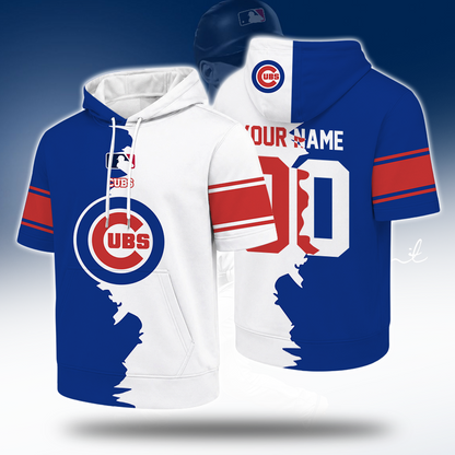 LIMITED EDITION - NEW CUSTOMIZED MLB04 CCS CHICAGO CUBS SHORT SLEEVE HOODIE