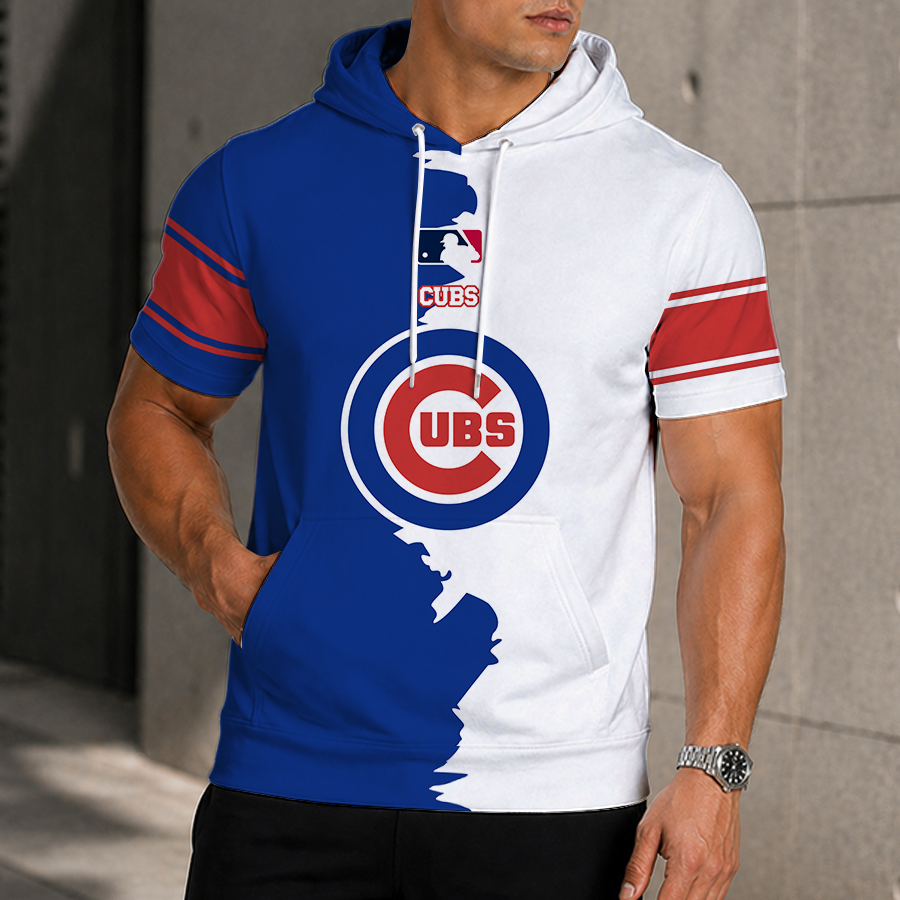 LIMITED EDITION - NEW CUSTOMIZED MLB04 CCS CHICAGO CUBS SHORT SLEEVE HOODIE